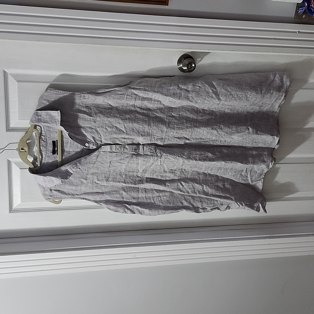 Tahara 100% Linen Shirt Dress Beach Safari Lagenloon Gray Boho